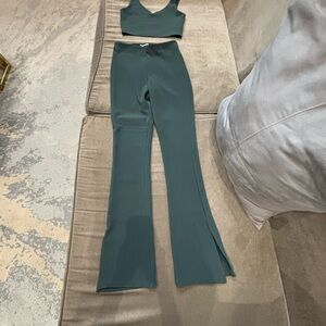 Zara Forest Green Trousers with Cutout Accent